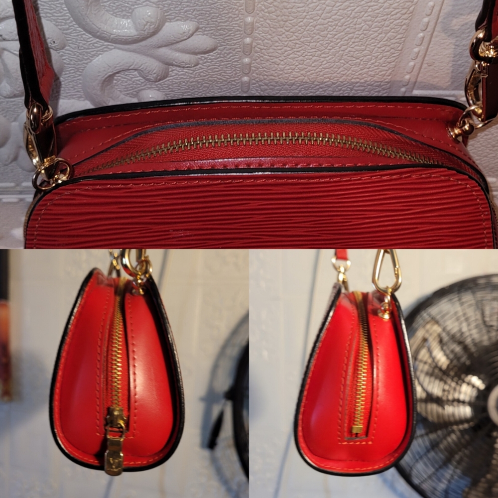 Louis Vuitton Epi Dauphine Jaune Red Clutch Toiletry Crossbody Bag Authent8c - Picture 11 of 17